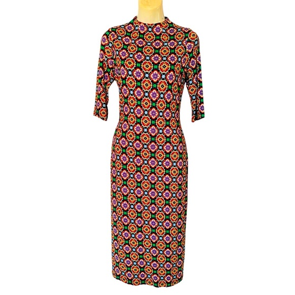 Alice + Olivia Vibrant Geometric midi Dress size 4 - Picture 1 of 6